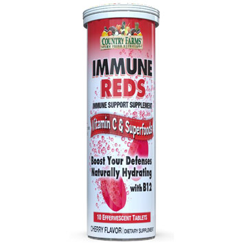 Immune Reds Effervescent Tablets, Cherry Flavor, 10 Tablets, Country Farms