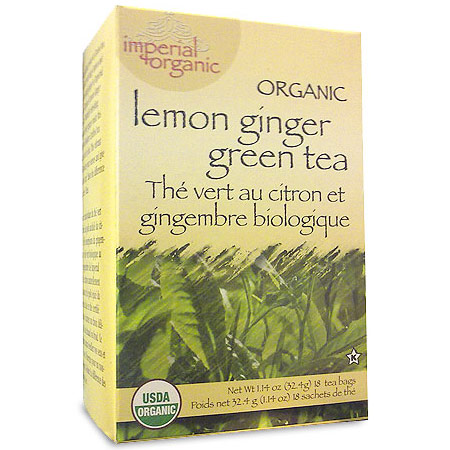 Imperial Organic Lemon Ginger Green Tea, 18 Tea Bags, Uncle Lees Tea