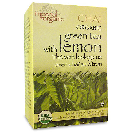 Imperial Organic Green Tea with Lemon Chai Tea, 18 Tea Bags, Uncle Lees Tea