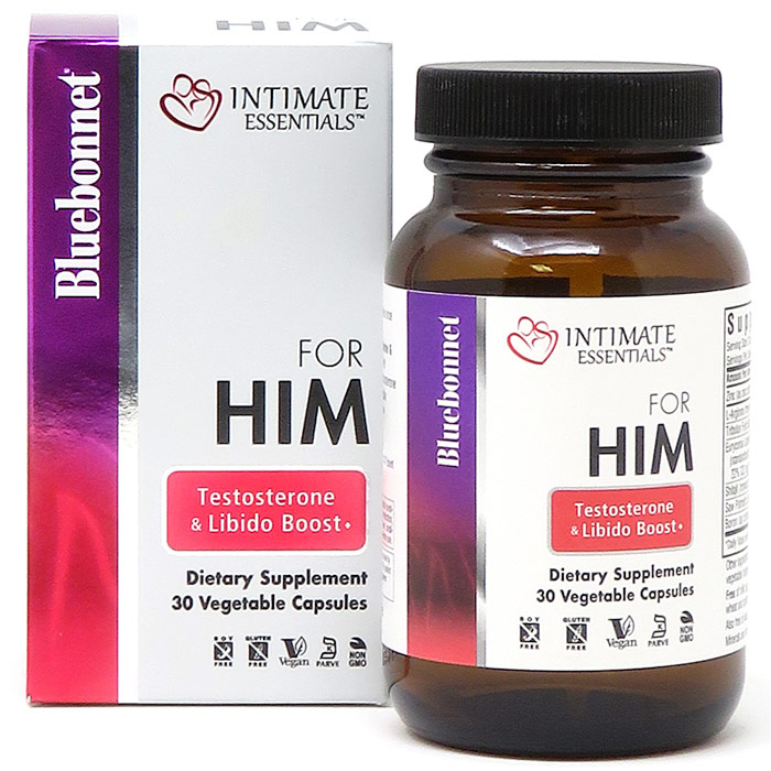 Intimate Essentials For Him Testosterone & Libido Boost, 30 Vegetable Capsules, Bluebonnet Nutrition