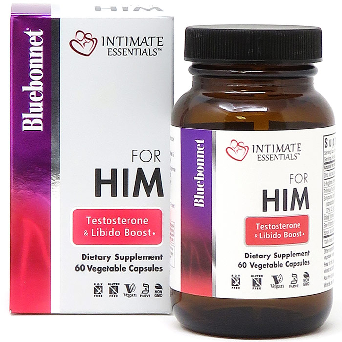Intimate Essentials For Him Testosterone & Libido Boost, Value Size, 60 Vegetable Capsules, Bluebonnet Nutrition