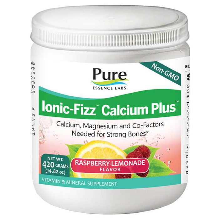 Ionic-Fizz Calcium Plus Powder - Raspberry Lemonade, 420 g, Pure Essence Labs