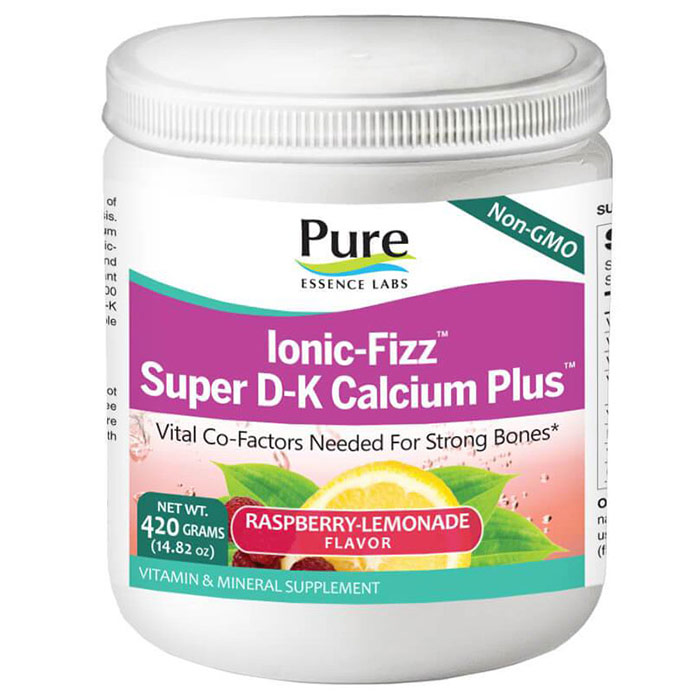 Ionic-Fizz Super D-K Calcium Plus Powder - Raspberry Lemonade, 420 g, Pure Essence Labs