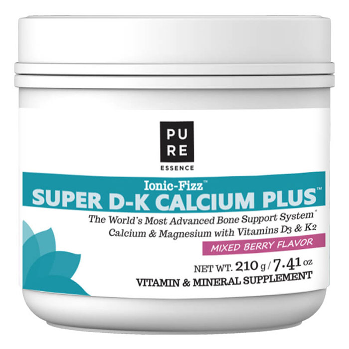 Ionic-Fizz Super D-K Calcium Plus Powder - Mixed Berry, 210 g, Pure Essence Labs