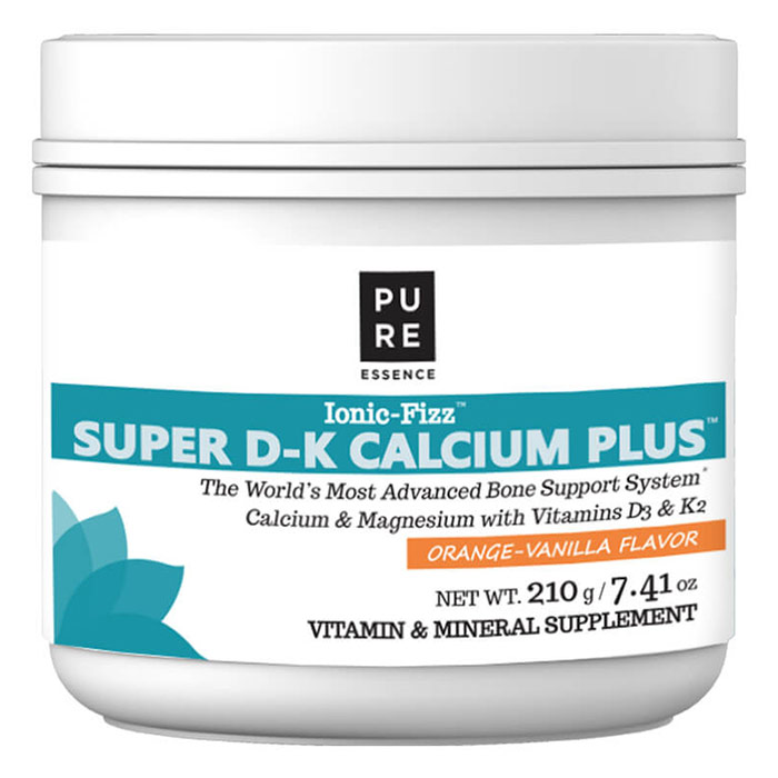 Ionic-Fizz Super D-K Calcium Plus Powder - Orange Vanilla, 210 g, Pure Essence Labs