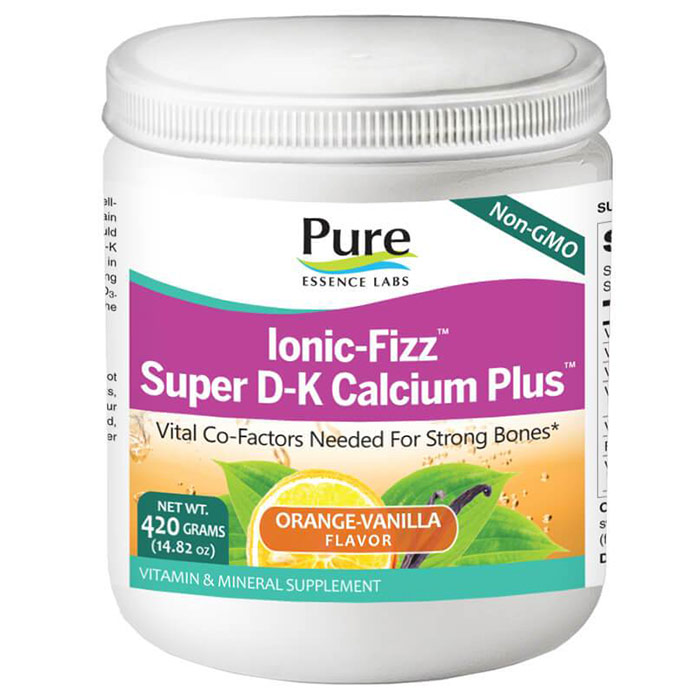 Ionic-Fizz Super D-K Calcium Plus Powder - Orange Vanilla, 420 g, Pure Essence Labs