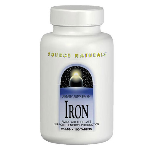 Iron Chelate 25mg 100 tabs from Source Naturals