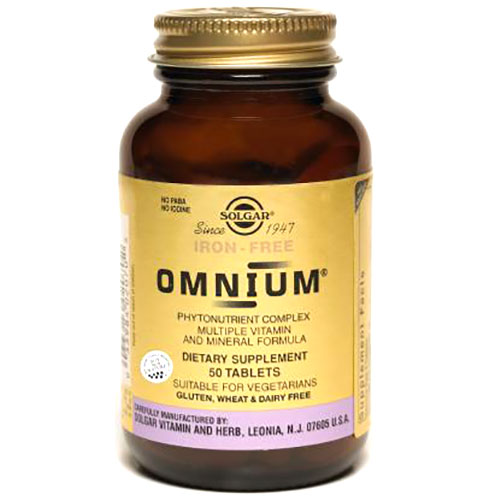 Iron-Free Omnium Multiple Vitamin & Mineral Formula, 100 Tablets, Solgar