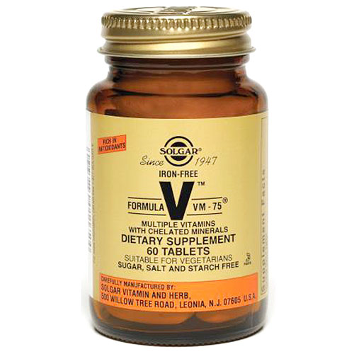 Iron-Free Formula V, VM-75 Multiple Vitamins, 60 Tablets, Solgar