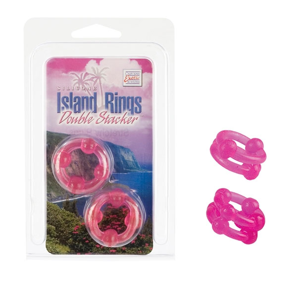 Island Rings Double Stacker Cock Rings - Pink, California Exotic Novelties