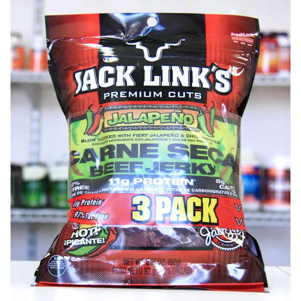 Jack Links Premium Cuts Jalapeno Carne Seca Beef Jerky, 3.25 oz x 3 Bags