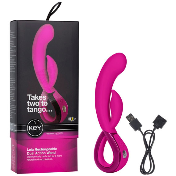 Jopen Key Leia Rechargeable Dual Action Wand Vibrator - Pink