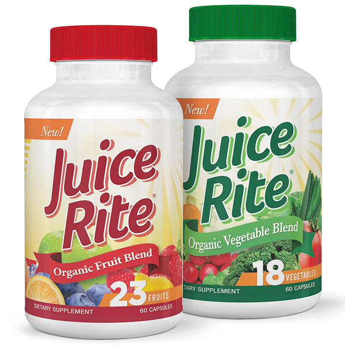 Juice-Rite Organic Fruit Blend & Vegetable Blend, 60 Capsules + 60 Capsules, Newton-Everett