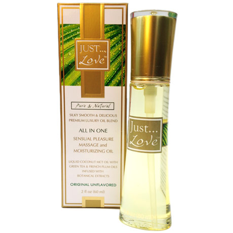 Just Love All In One Sensual Pleasure Massage & Moisturizing Oil, Original Unflavored, 2 oz, Just Pure Essentials