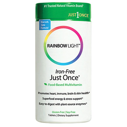 Rainbow Light Just Once Iron-Free, Food-Based Multivitamin , 120 Tablets, Rainbow Light