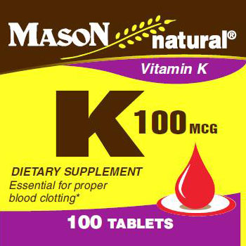Mason Natural Vitamin K 100 mcg, 100 Tablets, Mason Natural