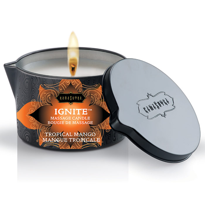 Kama Sutra Ignite Massage Candle - Tropical Mango, 6 oz