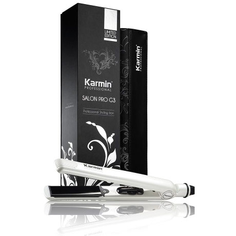 Karmin G3 Salon Pro White Hair Styling Iron with 1 Inch Pure Tourmaline Ceramic Plates