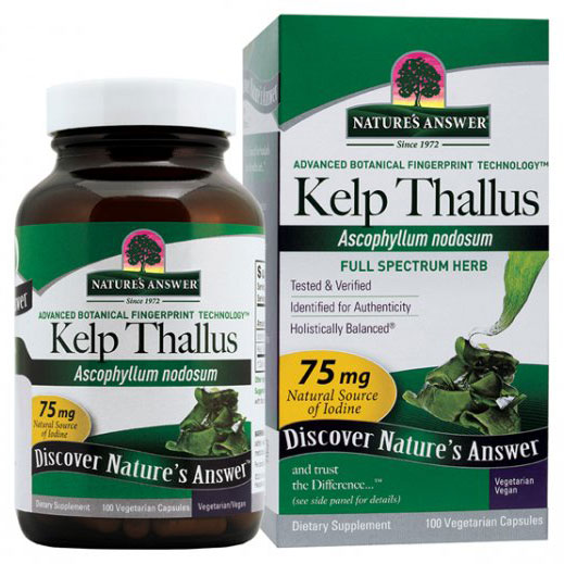 Kelp Thallus 75 mg, 100 Vegetarian Capsules, Natures Answer