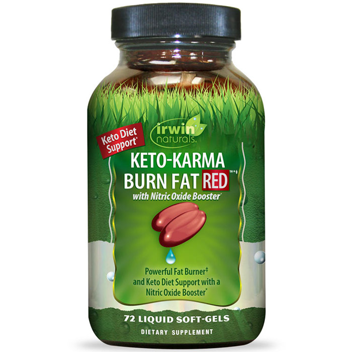 Keto-Karma Burn Fat RED, with Nitric Oxide Booster, 72 Liquid Soft-Gels, Irwin Naturals