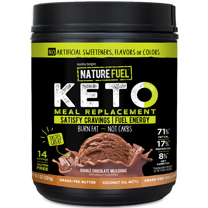 Keto Meal Replacement Shake Powder, Double Chocolate Milkshake, 16 oz, Nature Fuel