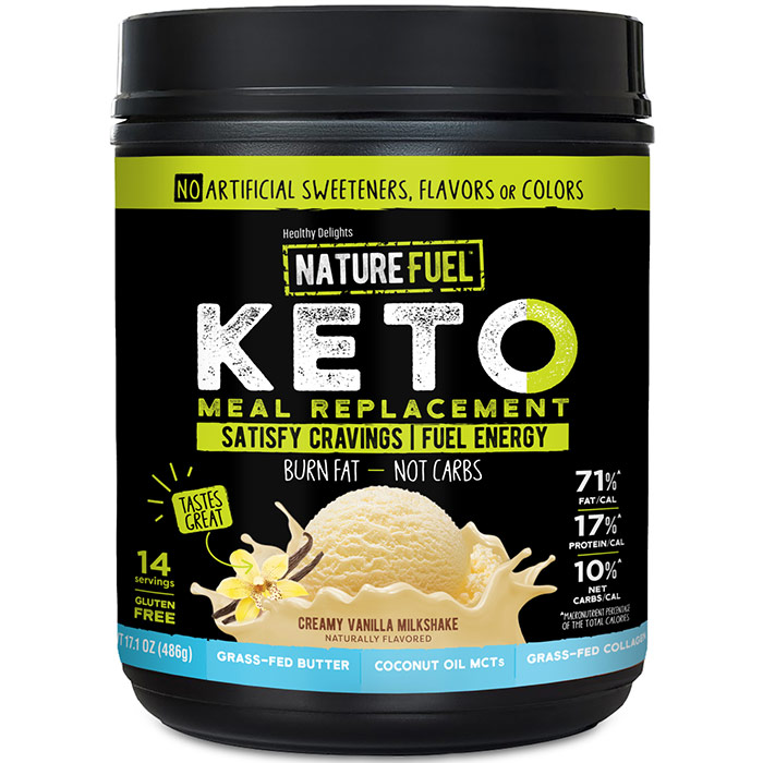 Keto Meal Replacement Shake Powder, Creamy Vanilla Milkshake, 16 oz, Nature Fuel