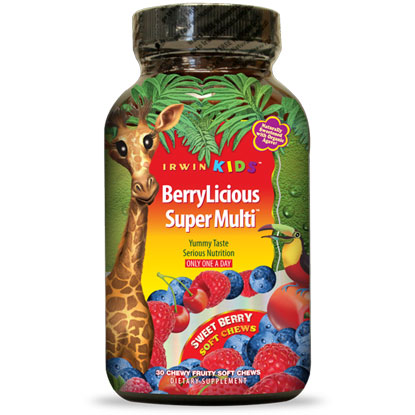 Kids BerryLicious Super Multi Chewable, 30 Soft Chews, Irwin Naturals
