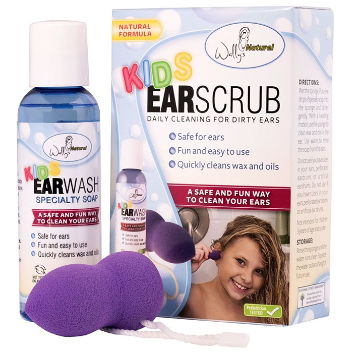 Kids Ear Wash plus Ear Scrub, 2 oz, Wallys Natural