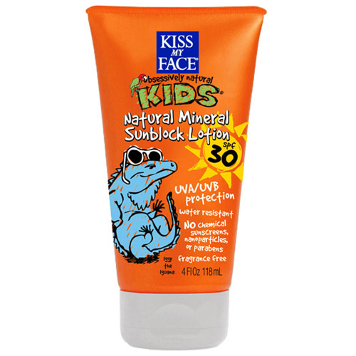 Kids Natural Mineral Sunblock Lotion SPF 30, 4 oz, Kiss My Face