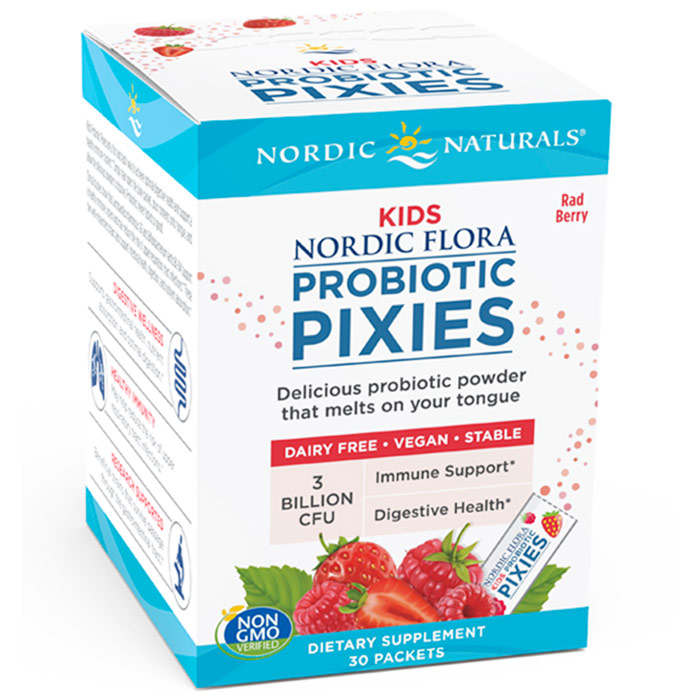 Kids Nordic Flora Probiotic Pixies, Delicious Probiotic Powder, 30 Packets, Nordic Naturals