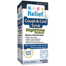 Kids Relief Cough & Cold Syrup Nighttime Formula, 3.4 oz, Homeolab USA