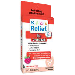 Kids Relief Flu Oral Liquid, Raspberry Flavor, 0.85 oz, Homeolab USA