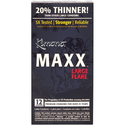 Kimono MAXX, Large Lubricated Latex Condoms, Ultra-Sensitive, 12 Pack