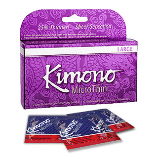 Kimono MicroThin, Large Latex Condoms, 3 Pack