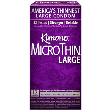 Kimono MicroThin Large Latex Condoms, 12 Pack