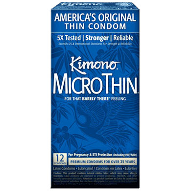 Kimono MicroThin, Ultra Thin Lubricated Latex Condoms, 24 Pack