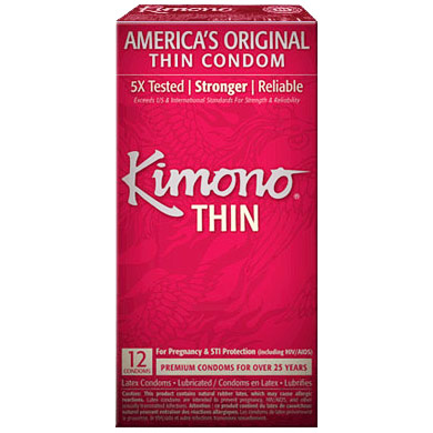 Mayer Laboratories Kimono Thin Latex Condoms, 12 Pack