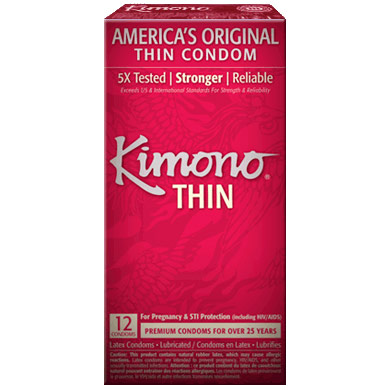 Kimono Thin Latex Condoms, 12 Pack