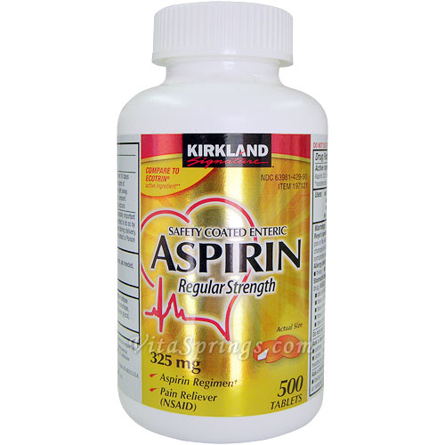 Kirkland Signature Aspirin Safety Coated Enteric, Regular Strength 325 mg, 500 Tablets