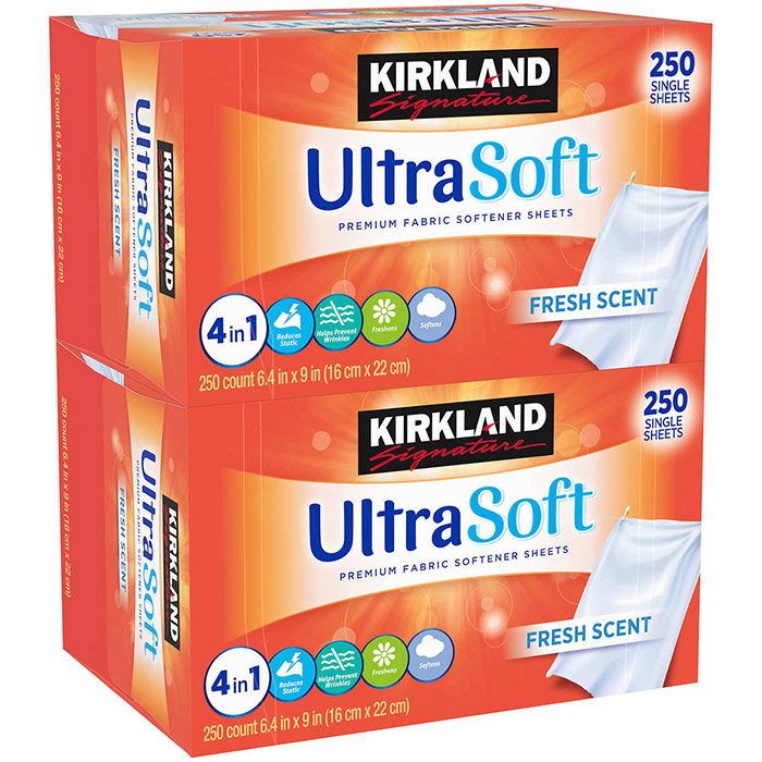 Kirkland Signature Kirkland Signature Fabric Softener Sheets, Refreshing Scent, 250 Single Sheets