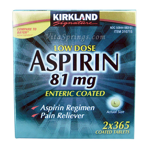 Kirkland Signature Low Dose Aspirin 81 mg Enteric Coated, 365 Tablets
