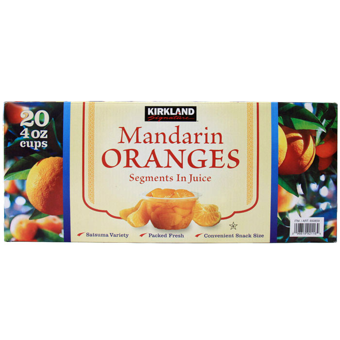 Kirkland Signature Mandarin Oranges Segments in Juice, 4 oz x 20 Cups