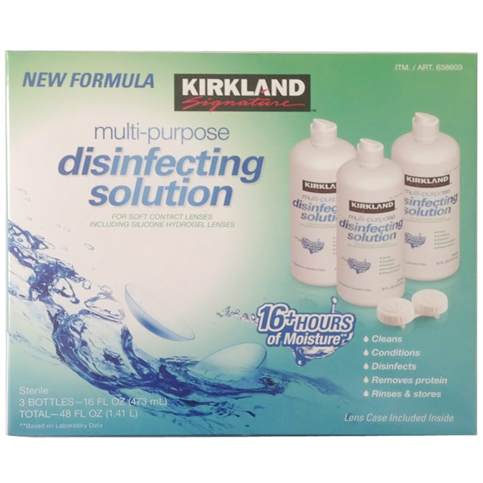 Kirkland Signature Kirkland Signature Multi-Purpose Contact Lens Solution, 16 oz x 3 Bottles