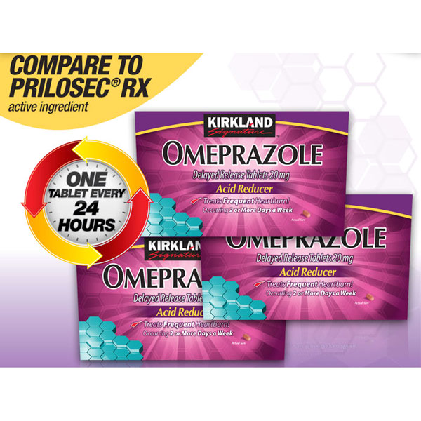 Kirkland Signature Omeprazole Acid Reducer 20 mg Delayed Release, 42 Tablets