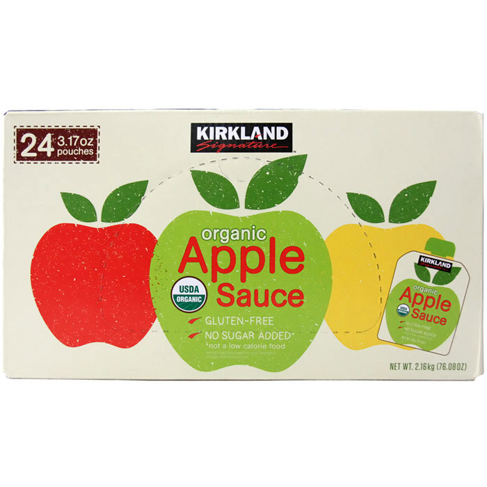 Kirkland Signature Organic Apple Sauce, 3.17 oz x 24 Pouches