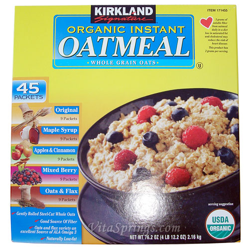 Kirkland Signature Organic Instant Oatmeal, 45 Packets (5 Flavors)