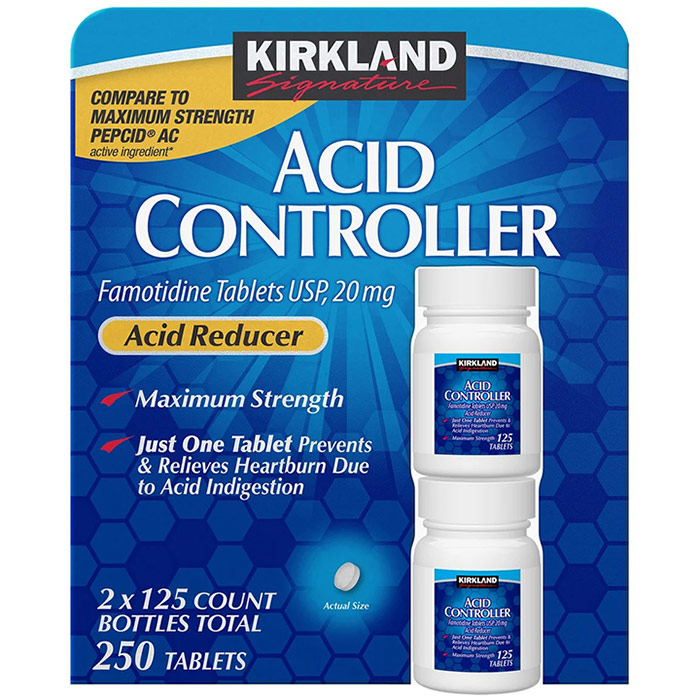 Kirkland Signature Acid Controller, Famotidine 20 mg, 125 Tablets x 2 Bottles