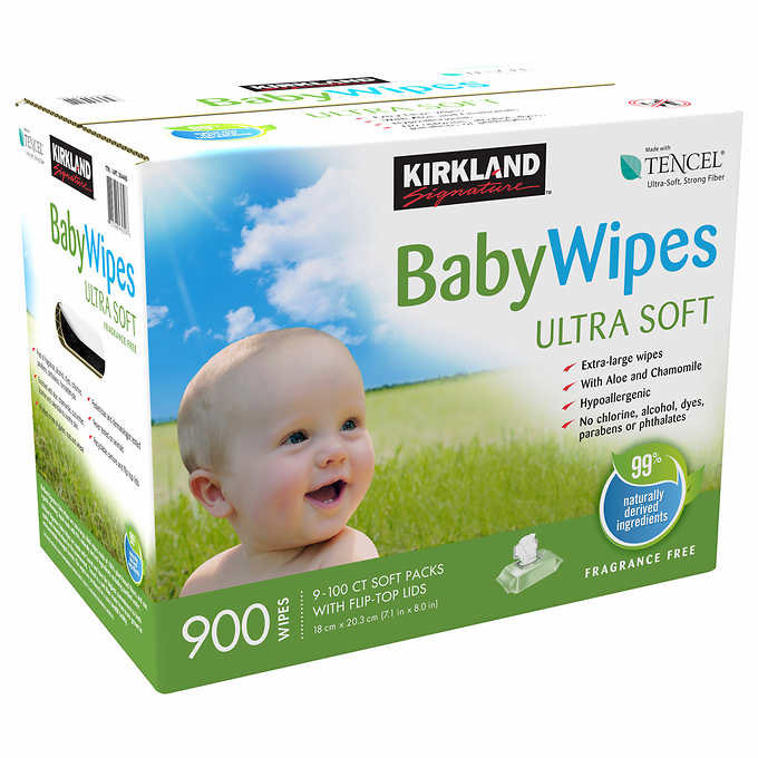 Kirkland Signature Baby Wipes Premium Unscented Ultra Soft, 900 Count