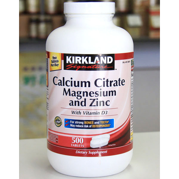 Kirkland Signature Calcium Citrate with Vitamin D, Magnesium & Zinc, 500 Tablets
