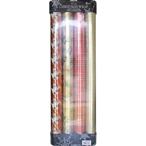 Kirkland Signature Christmas Wrap, Luxury Gift Wrap, 180 SQ. FT. Total (4 Rolls)